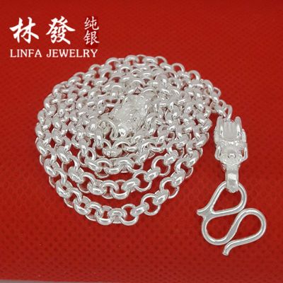 990足银项链男式龙头链欧美生日礼物林发纯银首饰批发