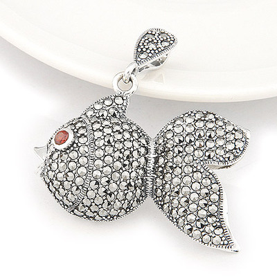 泰银马克赛金鱼吊坠|韩国饰品批发|银饰批发|银饰品