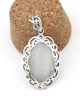 281240泰银猫眼石水滴吊坠|韩国饰品批发|银饰批发|银饰品