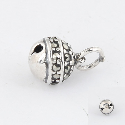 281721泰银马克赛铃铛配件|韩国饰品批发|银饰批发|银饰品