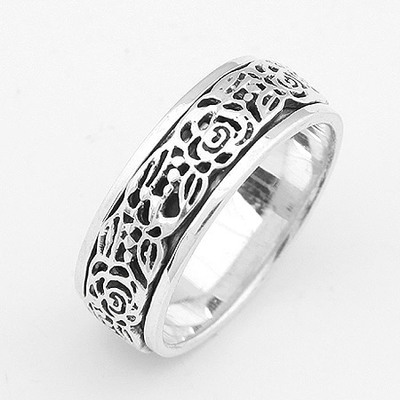 泰银玫瑰花戒|韩国饰品批发|银饰批发|银饰品