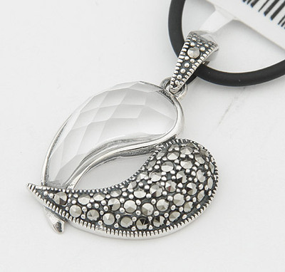 泰银镶马克赛石吊坠|韩国饰品批发|银饰批发|银饰品