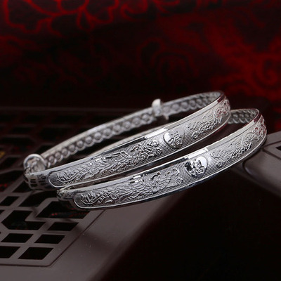 深圳儿童银饰品批发 S999千足银 宝宝福字儿童银手镯16g 厂家直批-淘宝网