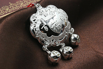 【990纯银 小孩儿童婴儿宝宝银锁长命锁 无铜珠 银饰品批发】价格,厂家,图片,吊坠,福建省龙凤祥珠宝-