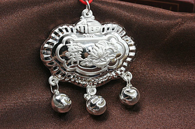 【990纯银 小孩儿童婴儿宝宝银锁长命锁 无铜珠 银饰品批发】价格,厂家,图片,吊坠,福建省龙凤祥珠宝-