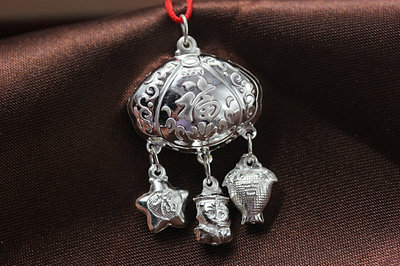 【990纯银 小孩儿童婴儿宝宝银锁长命锁 无铜珠 银饰品批发】价格,厂家,图片,吊坠,福建省龙凤祥珠宝-