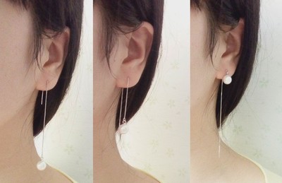 批发采购耳线-925纯银白珍珠耳线 长款流苏贝珠耳坠 防过敏银耳钉 银饰批发批发.