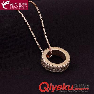 雅凡银饰2015新款韩版S925纯银女士镶钻吊坠 工厂特价批发导览